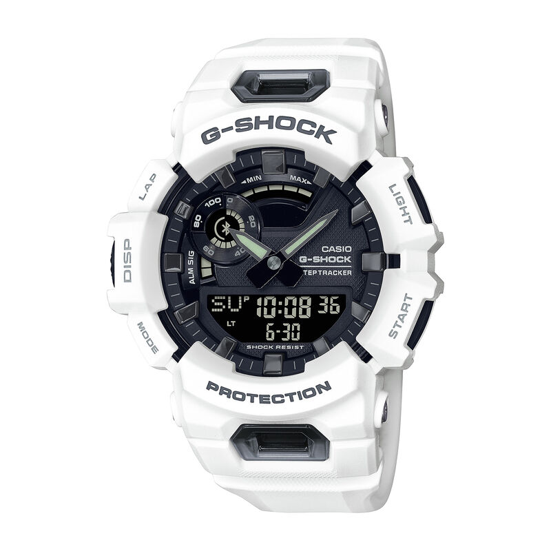 G-Shock Men's Power Trainer/GPS Connected, White Resin & Band, Black Dial 51mm Watch GBA900-7A image number null