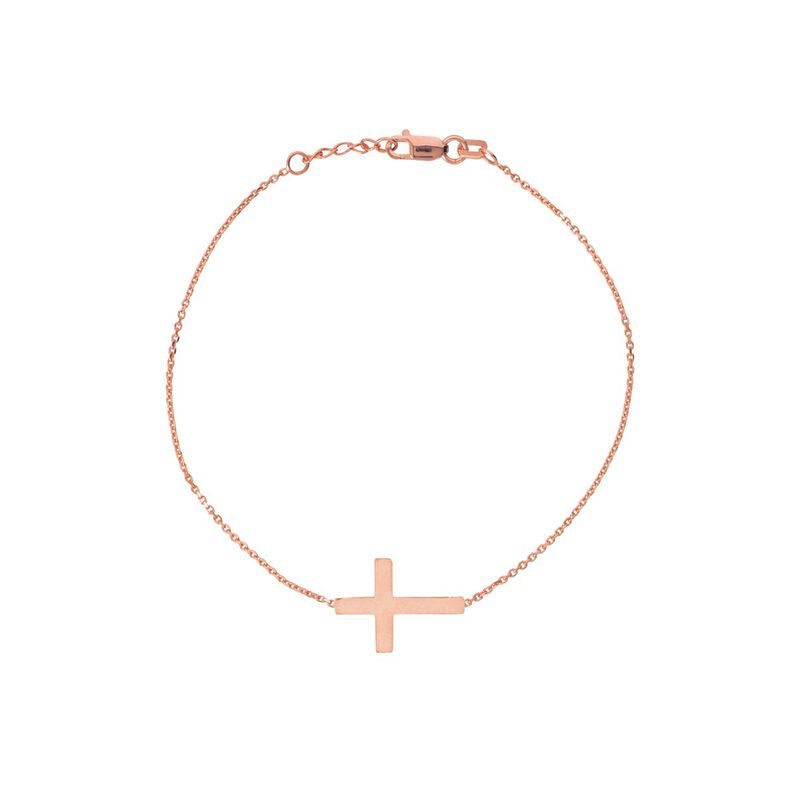 Mini Cross Bracelet in 14k Rose Gold image number null