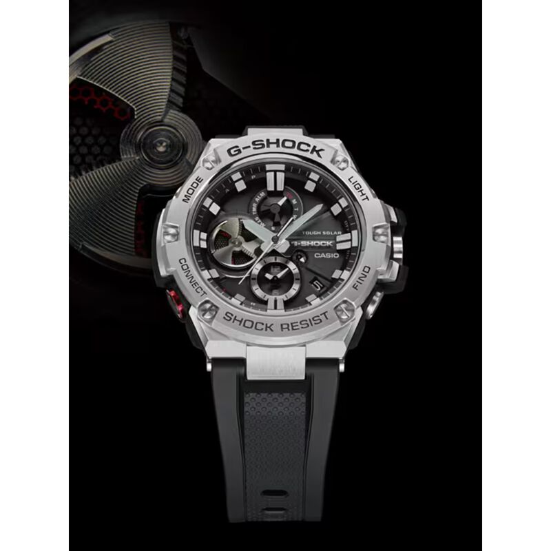 G-Shock Men's G-Steel Multifunction Stainless Steel Black Dial & Band 58mm Watch GSTB100-1A image number null