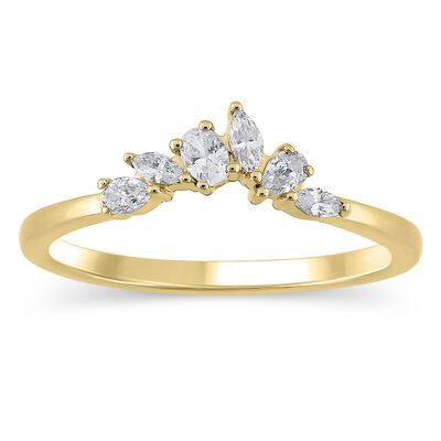 Oval & Marquise-Cut Pear-Shaped 1/3ctw. Diamond Contour Band in 14k Yellow Gold