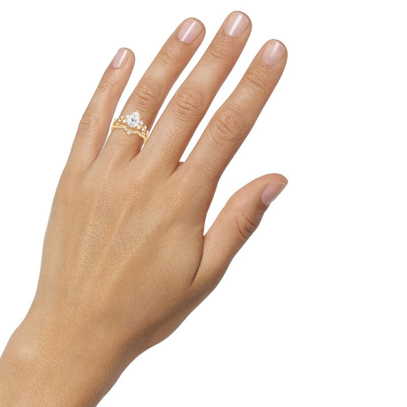 Pear-Shaped Lab Grown 2ctw. Diamond Bridal Set in 14k Yellow Gold image number null