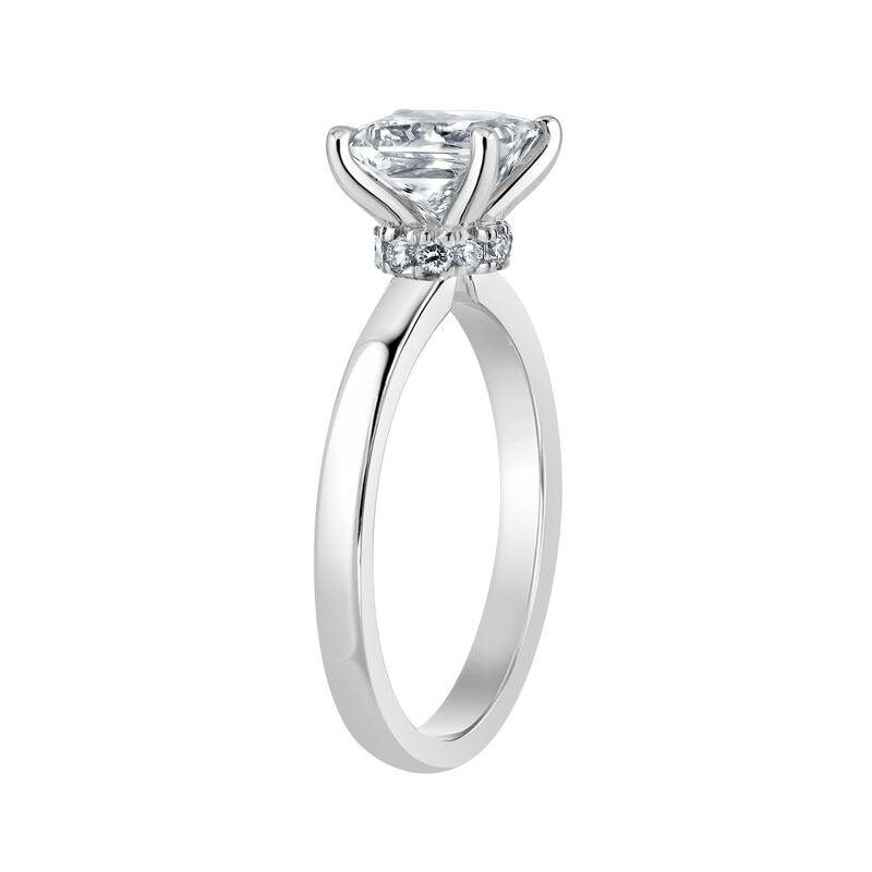 Princess-Cut Lab Grown 1ct. FG VS Diamond Ribbon Halo Solitaire Engagement Ring in 14k White Gold image number null