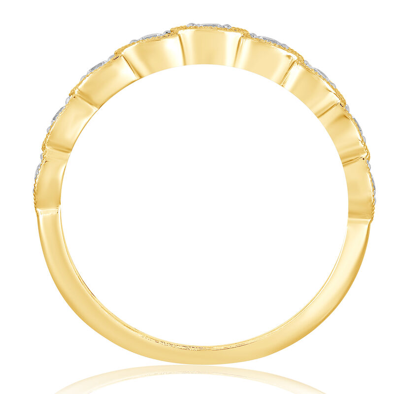 Brilliant-Cut 1/4ctw. Diamond Marquise-Shape Milgrain Anniversary Band in 10k Yellow Gold image number null