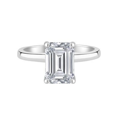 Emerald-Cut Lab Grown 1 1/2ct. FG VS Diamond Hidden Halo Solitaire Engagement Ring in 14k White Gold