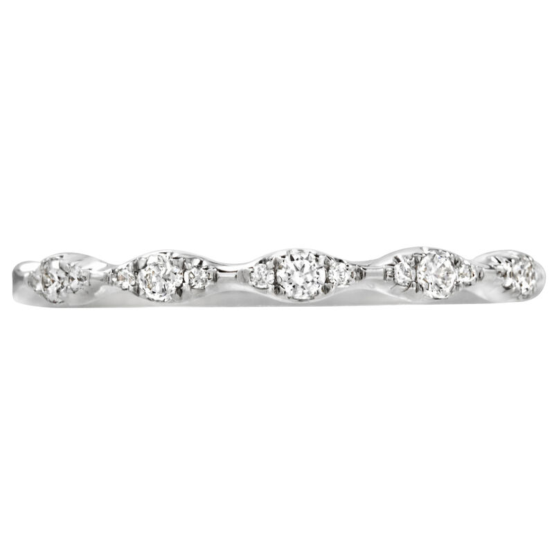 Brilliant-Cut .15ctw. Diamond Three-Stone Station Stackable Ring in 10k White Gold image number null