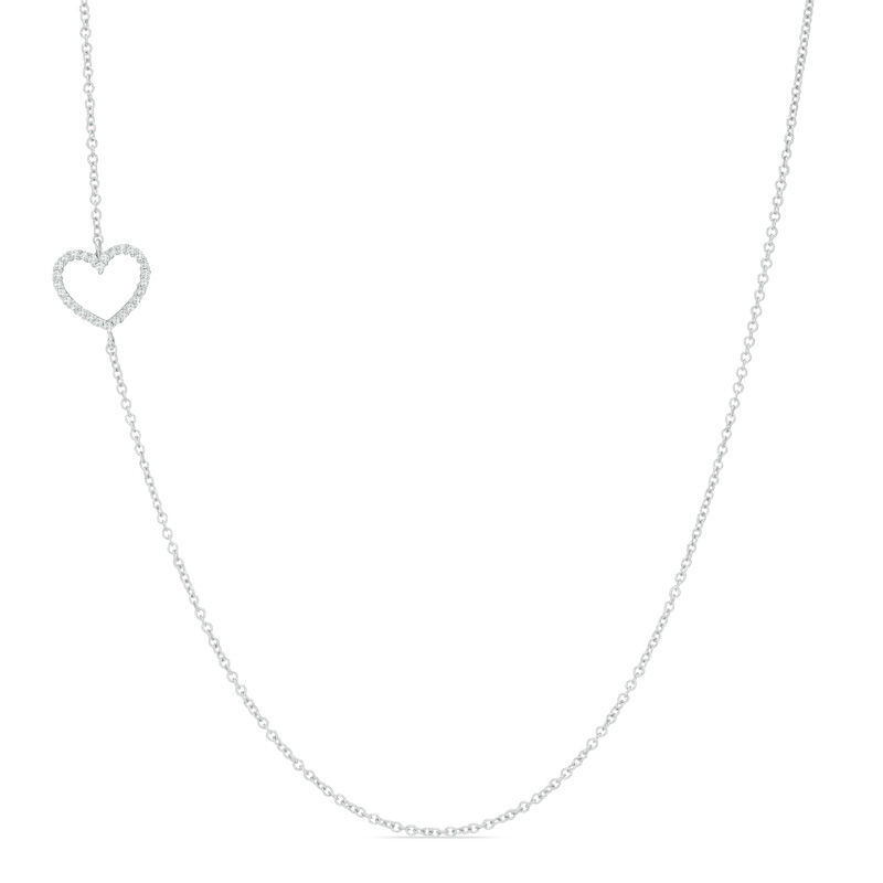 Diamond Heart Necklace 0.07ctw. In 10k White Gold image number null
