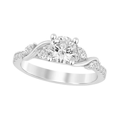 Brilliant & Marquise-Cut Lab Grown 1 1/3ctw. Diamond Twist Engagement Ring in 14k White Gold