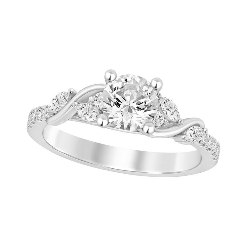 Brilliant & Marquise-Cut Lab Grown 1 1/3ctw. Diamond Twist Engagement Ring in 14k White Gold image number null