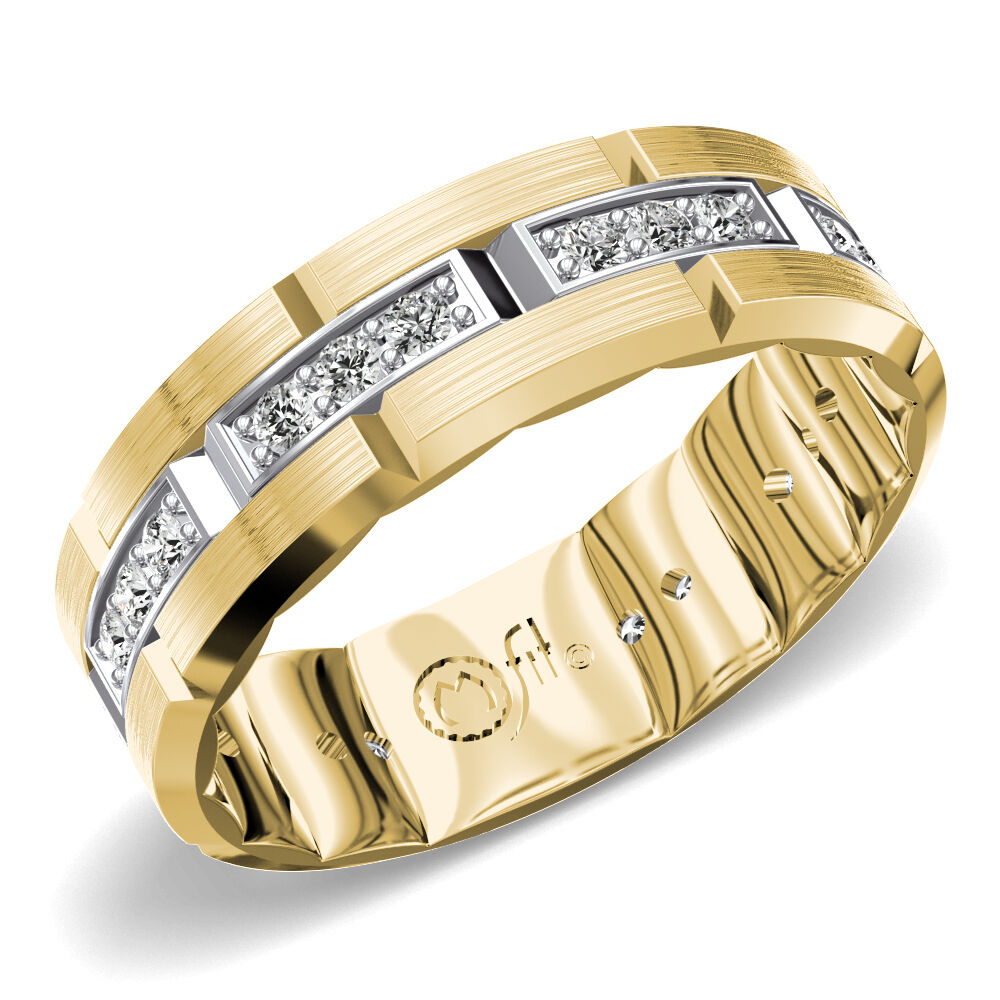 Mens gold and sale diamond wedding bands