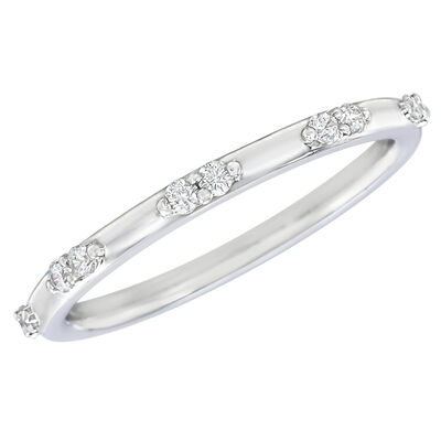 Brilliant-Cut .14ctw. Diamond Two-Stone Mult-Station Distance Band in 10k White Gold