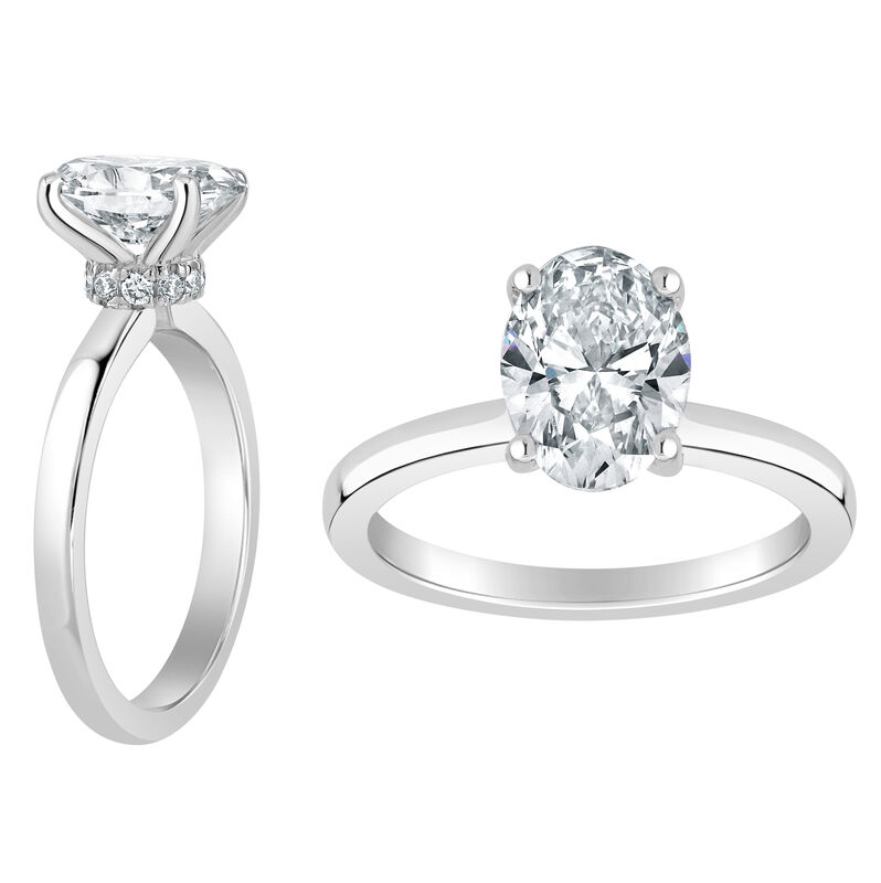 Oval-Cut Lab Grown 2 1/2ct. EF VS Diamond Ribbon Halo Solitaire Engagement Ring in 14k White Gold image number null