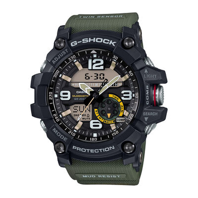 G-Shock Men's Mudmaster Multifunction Black Resin & Dial Green Band 55mm Watch GG1000-1A3