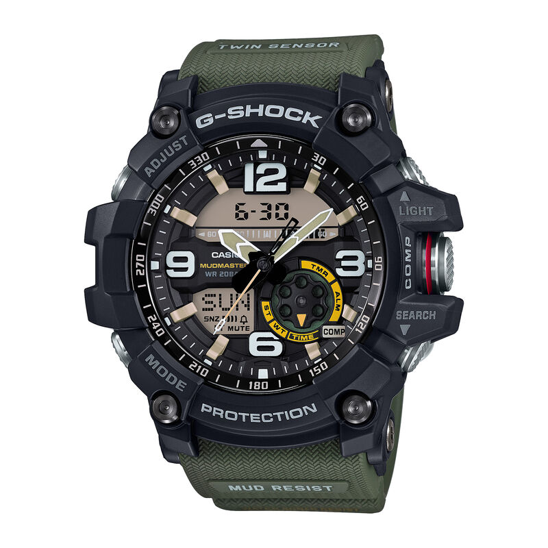 G-Shock Men's Mudmaster Multifunction Black Resin & Dial Green Band 55mm Watch GG1000-1A3 image number null