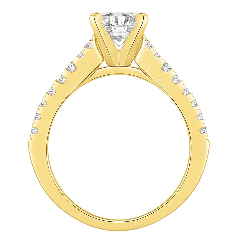 Pear-Shaped Lab Grown 1 1/4ctw. Diamond Split Shank Cathedral Engagement Ring in 14k Yellow Gold image number null