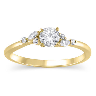 Marquise & Brilliant-Cut 1/2ctw. Diamond Engagement Ring in 14k Yellow Gold