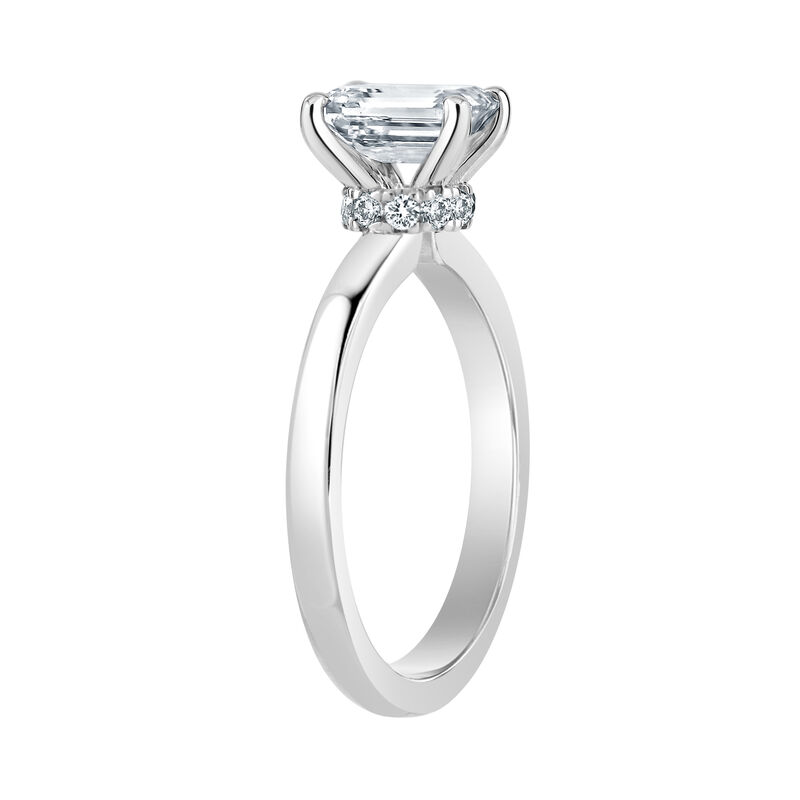 Emerald-Cut Lab Grown 2ct. FG VS Diamond Ribbon Halo Solitaire Engagement Ring in 14k White Gold image number null