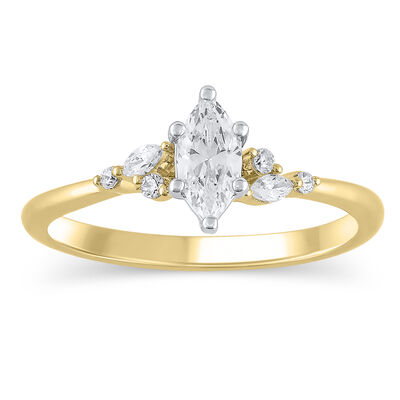 Marquise & Brilliant-Cut 1/2ctw. Diamond Accent Engagement Ring in 14k Yellow Gold
