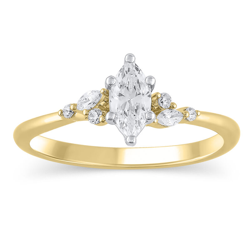 Marquise & Brilliant-Cut 1/2ctw. Diamond Accent Engagement Ring in 14k Yellow Gold image number null