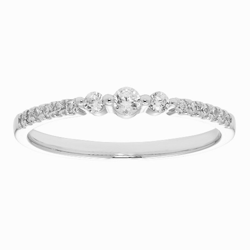 Brilliant-Cut 1/5ctw. Diamond Three-Stone Plus Stackable Ring in 10k White Gold image number null