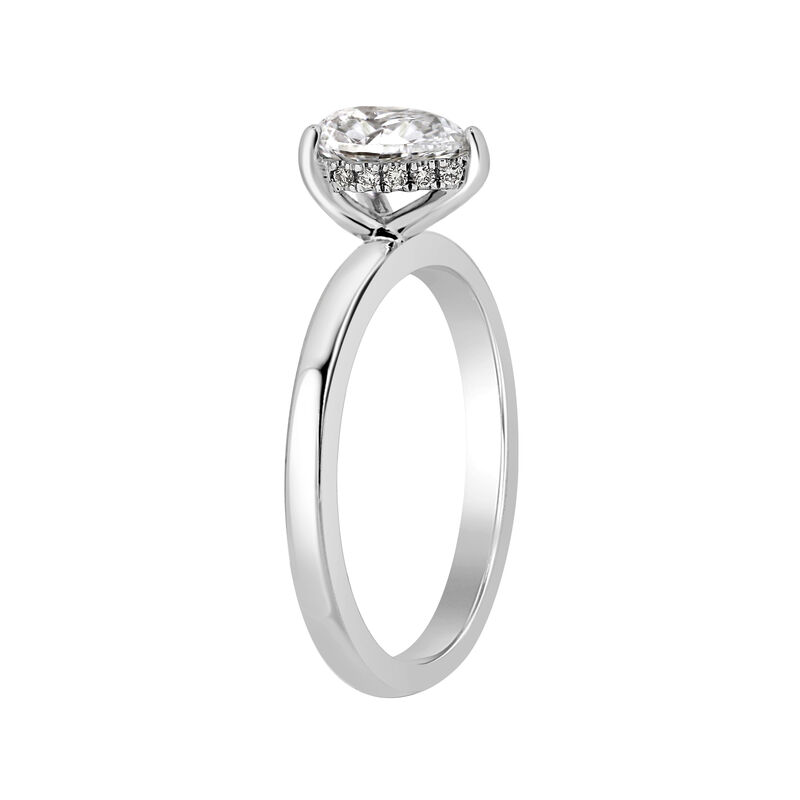 Pear-Shaped Lab Grown 1ct. FG VS Diamond Hidden Halo Solitaire Engagement Ring in 14k White Gold image number null