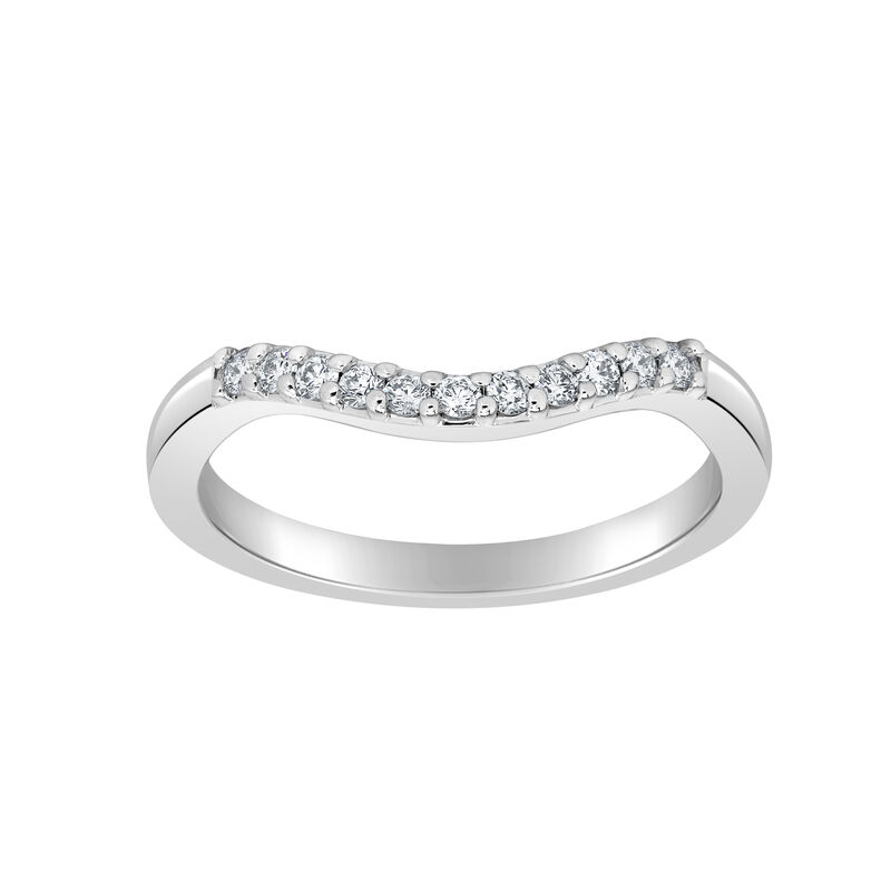 Brilliant-Cut Lab Grown .15ctw. Diamond Contour Wedding Band in 14k White Gold image number null