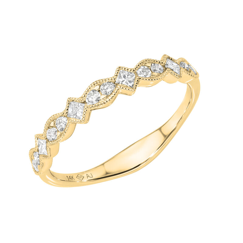 Brilliant & Princess-Cut 1/3ctw. Diamond Anniversary Band in 14k Yellow Gold image number null