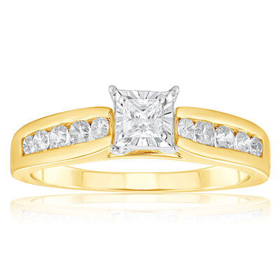 Princess-Cut .5ctw. Diamond Channel Engagement Ring in 10k Two-Tone Gold