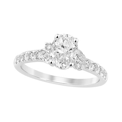 Oval-Cut Lab Grown 1 1/2ctw. Diamond Marquise & Brilliant-Cut Engagement Ring in 14k White Gold