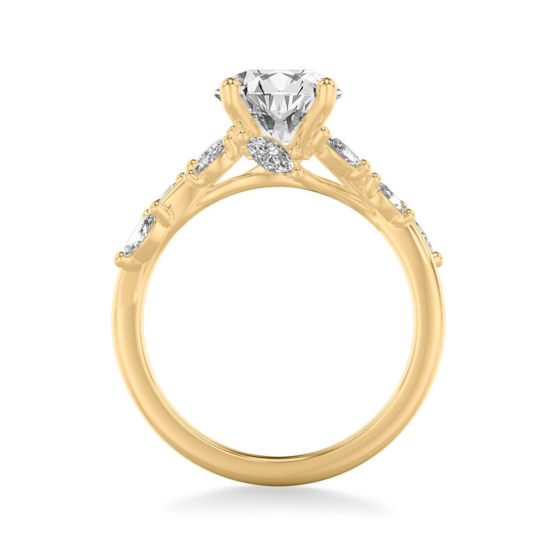 Sarina. ArtCarved Round Diamond Engagement Ring Setting with Marquise-Cut Diamonds in 14k Yellow Gold image number null