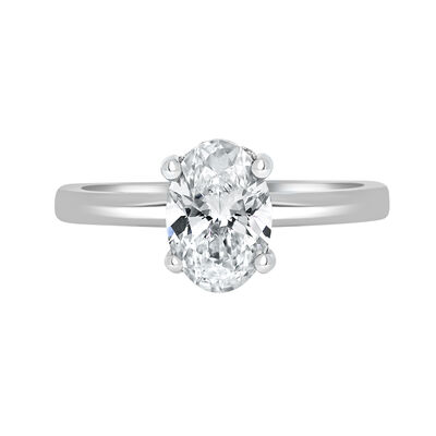 Oval-Cut Lab Grown 2ct. EF VS Diamond Hidden Halo Solitaire Engagement Ring in 14k White Gold