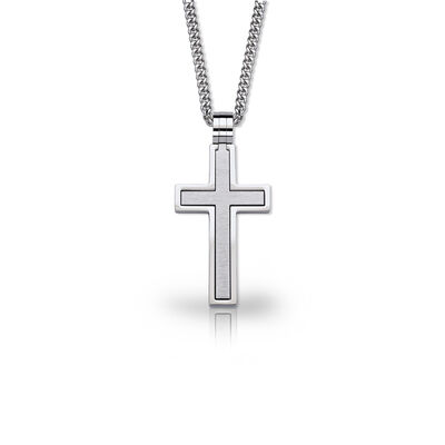 Stainless Steel 24" Plain Cross Necklace
