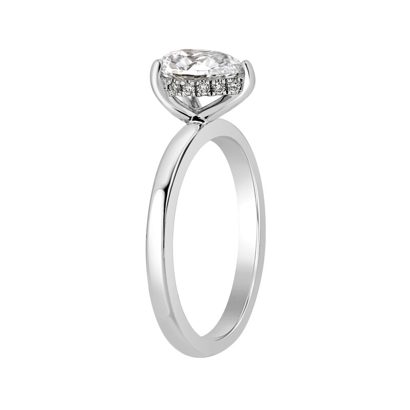 Pear-Shaped Lab Grown 1 1/2ct. FG VS Diamond Hidden Halo Solitaire Engagement Ring in 14k White Gold image number null