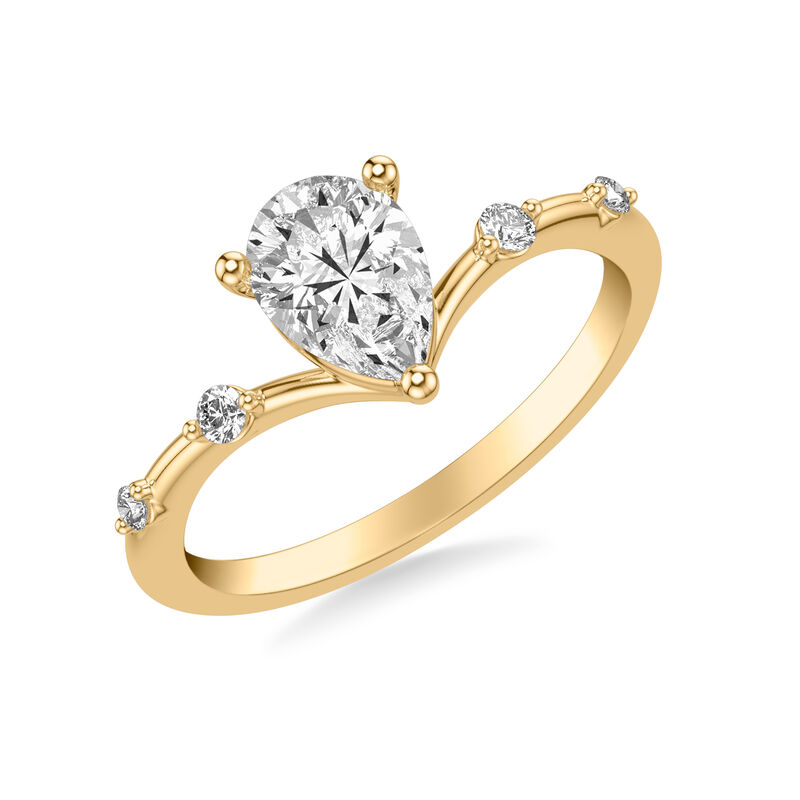 Haley. ArtCarved Pear-Shaped Engagement Ring Setting in 14k Yellow Gold image number null