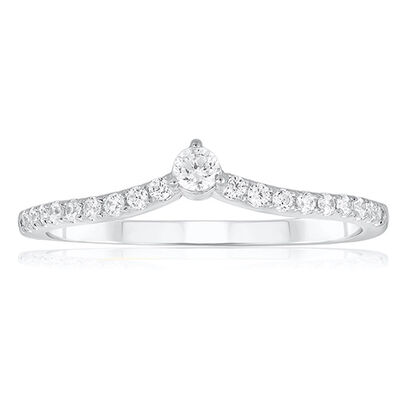 Brilliant-Cut .20ctw. Diamond V Stackable Ring in 10k White Gold