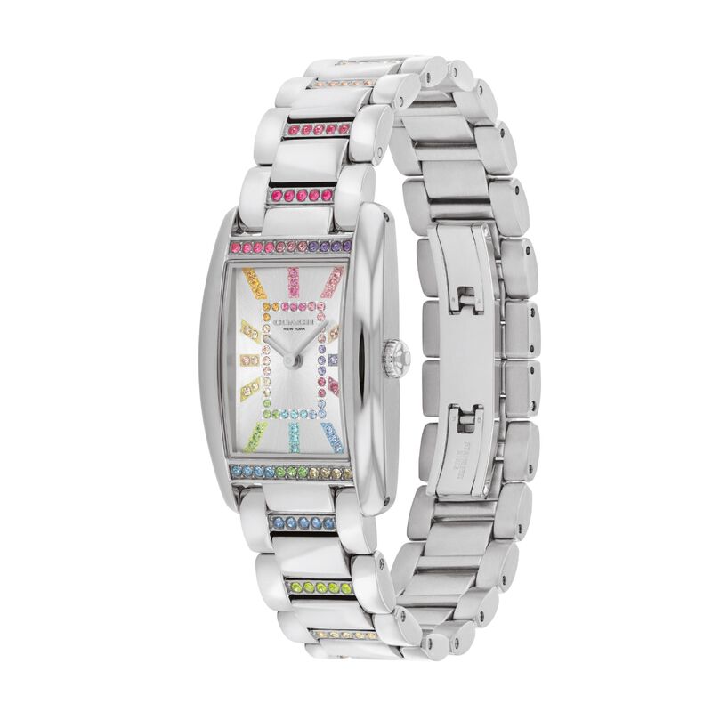 COACH Ladies' Reese Stainless Steel Rectangle With Rainbow Crystal Markers 24x35mm Watch 14504321 image number null