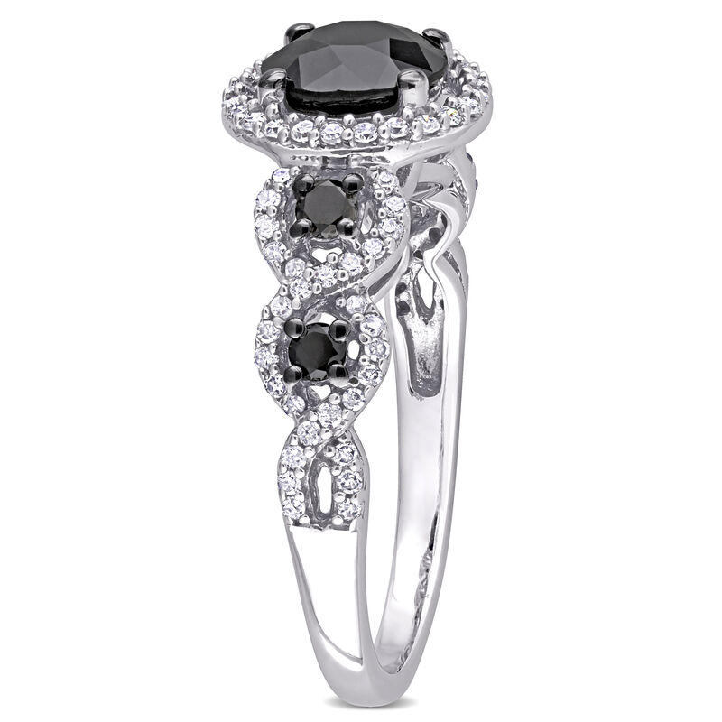 Black Diamond Halo Ring in 10k White Gold image number null