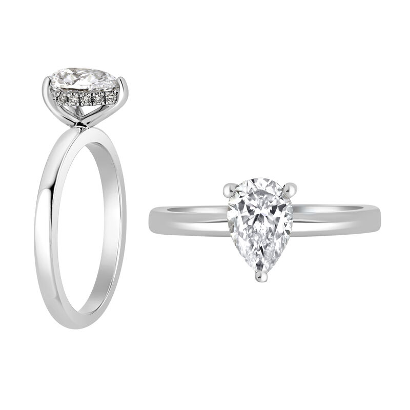 Pear-Shaped Lab Grown 1ct. FG VS Diamond Hidden Halo Solitaire Engagement Ring in 14k White Gold image number null