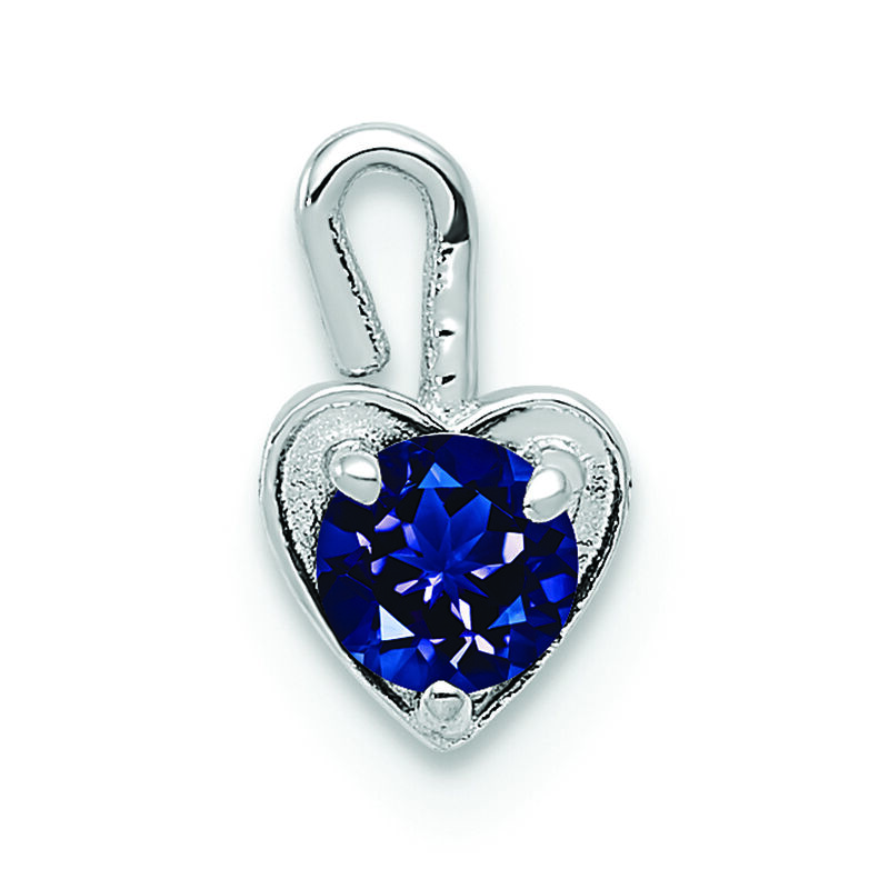 September Synthetic Birthstone Heart Charm in14k White Gold image number null