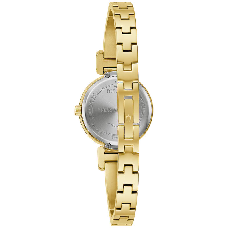 Bulova Ladies Gold Plated Stainless Steel Marc Anthony Modern Diamond Watch 97P164 image number null