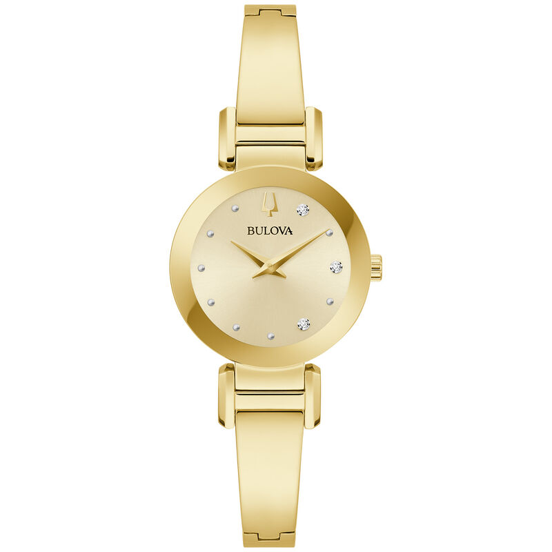 Bulova Ladies Gold Plated Stainless Steel Marc Anthony Modern Diamond Watch 97P164 image number null