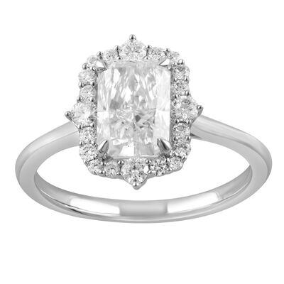 Radiant-Cut Lab Grown 1.84ctw. Diamond Fancy Halo Engagement Ring in 14k White Gold