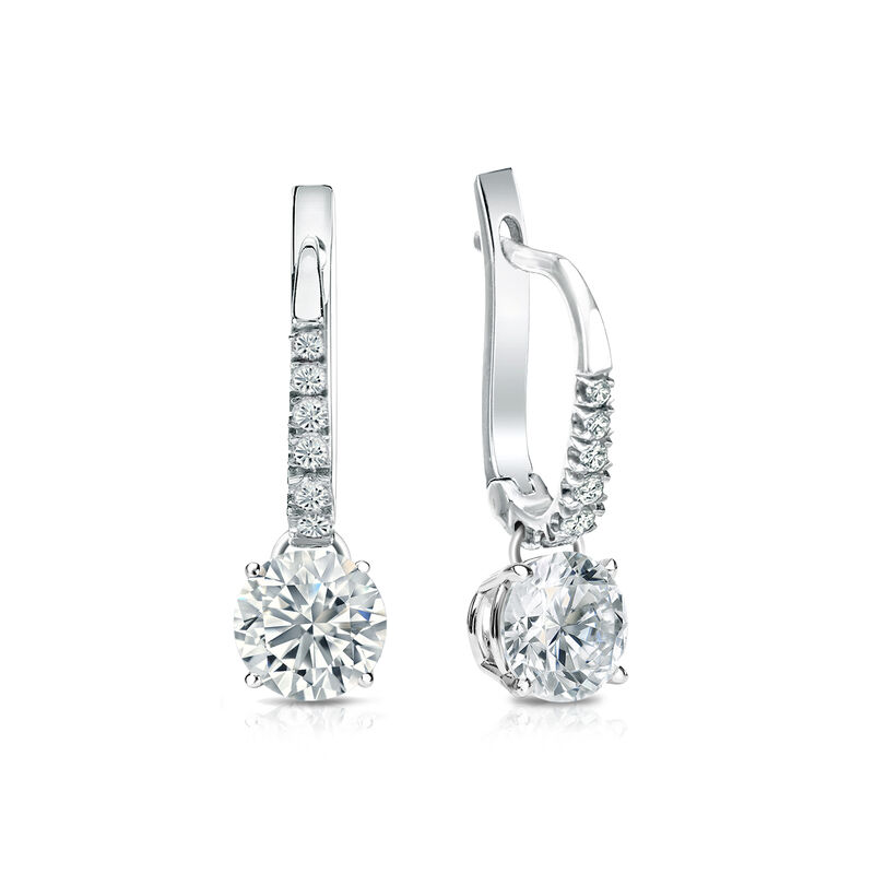 Diamond 4-Prong Round Drop Earrings 1ctw. In 14k White Gold I1 Clarity image number null