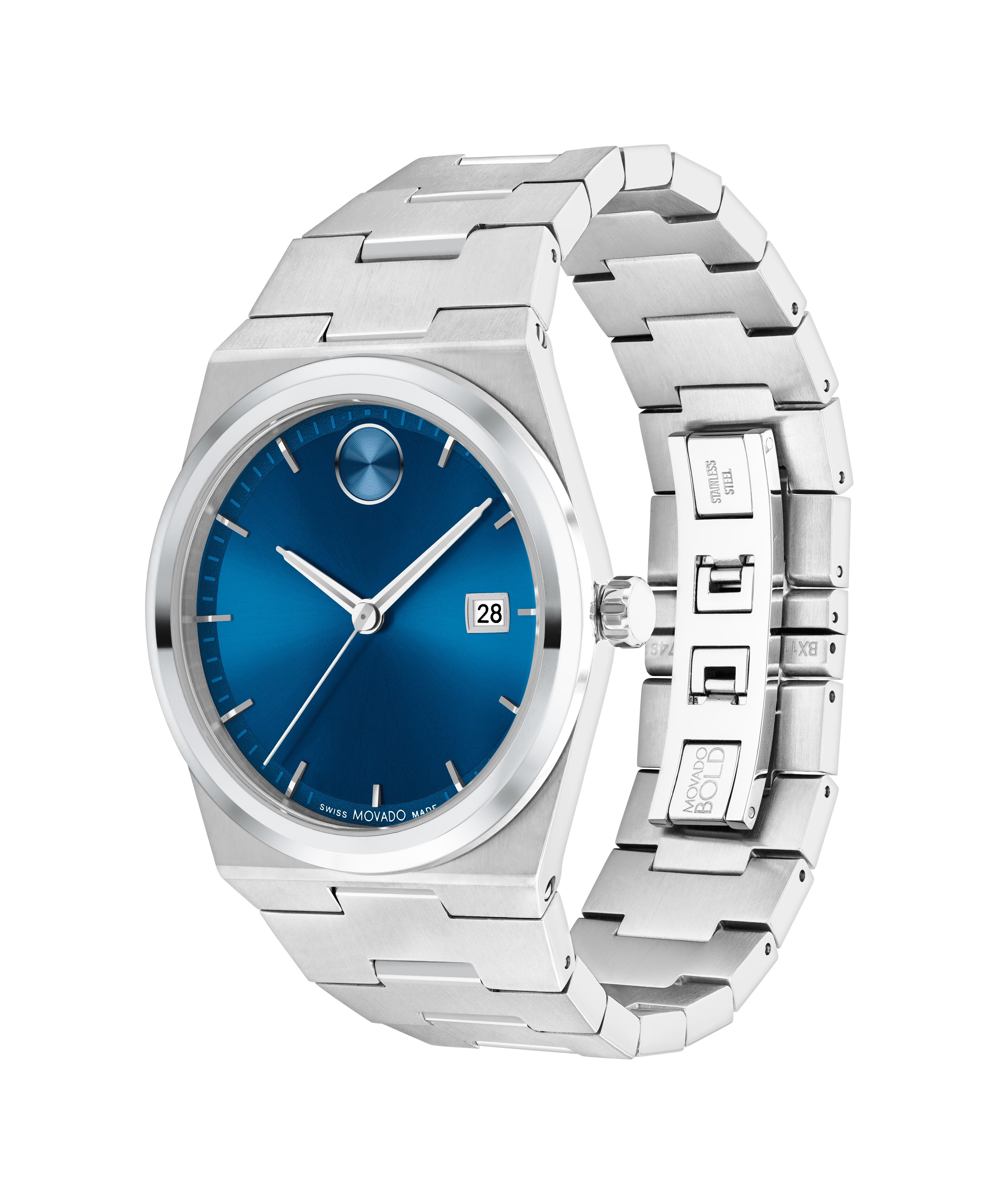 Movado Bold Quest Men's Stainless Steel Blue Dial Bracelet 40mm Watch 3601221