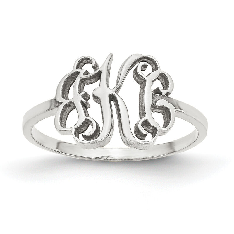 Laser Polished Script Monogram Ring in Sterling Silver (up to 3 letters)