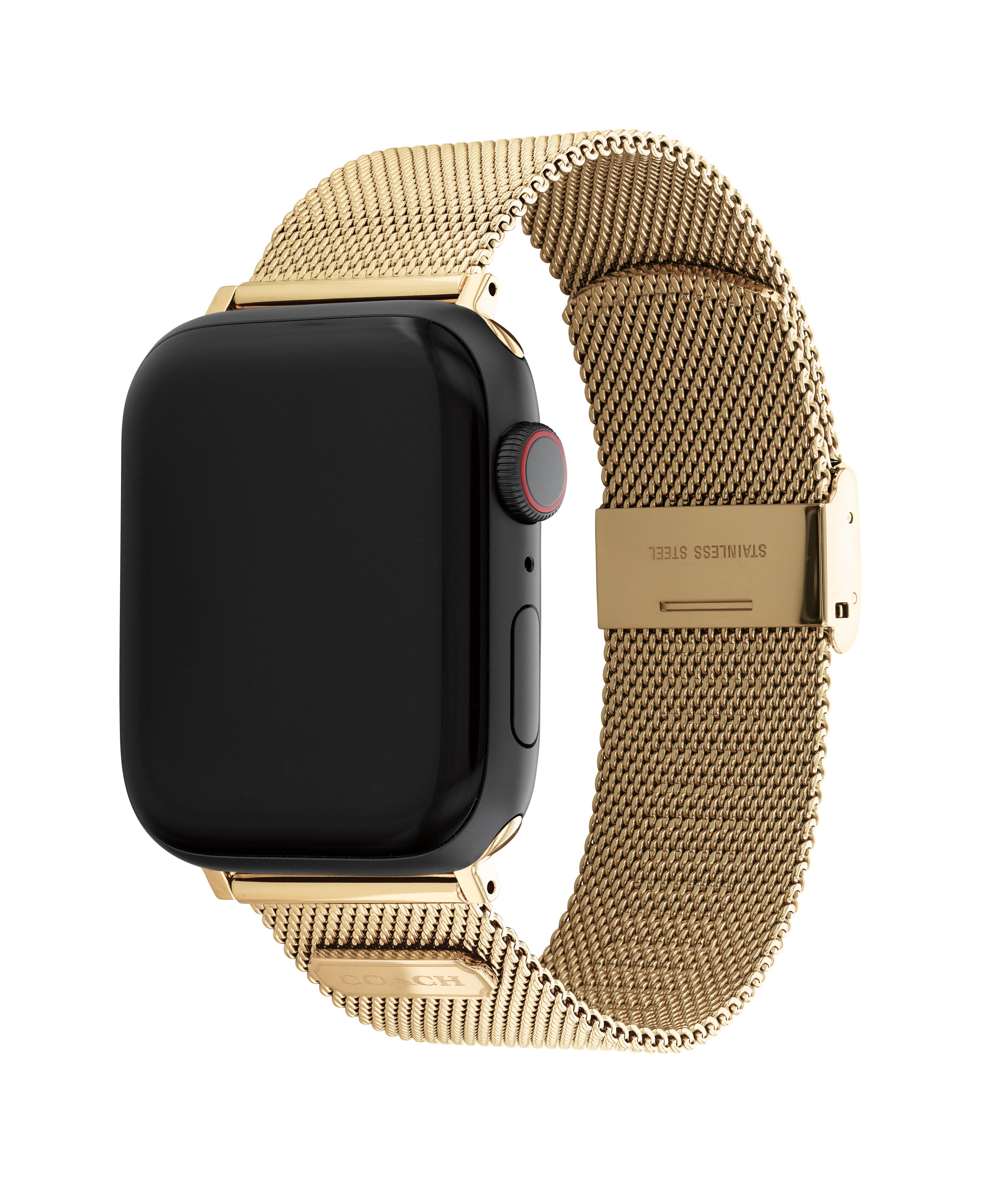 Coach Men's Yellow Gold Plated Stainless Steel Apple Watch Strap