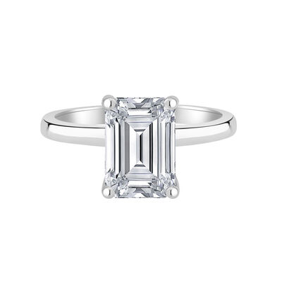 Emerald-Cut Lab Grown 2ct. FG VS Diamond Hidden Halo Solitaire Engagement Ring in 14k White Gold