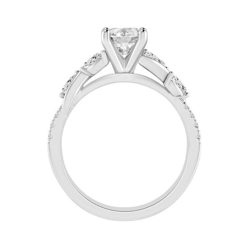 Brilliant & Marquise-Cut Lab Grown 1 1/3ctw. Diamond Twist Engagement Ring in 14k White Gold image number null