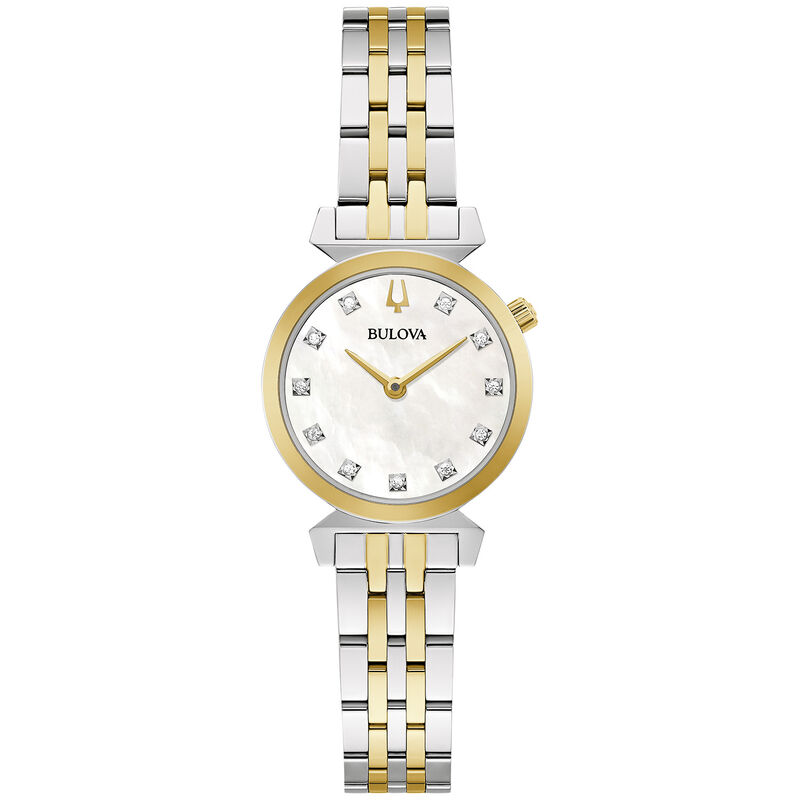 Bulova Ladies Gold Plated Stainless Steel Regatta Diamond Watch 98P202 image number null