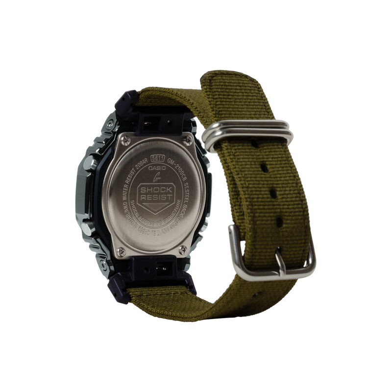 G-Shock Men's G-Steel Utility Metal Analog-Digital Metal Cover Green Fabric Band Watch GM2100CB-3A image number null