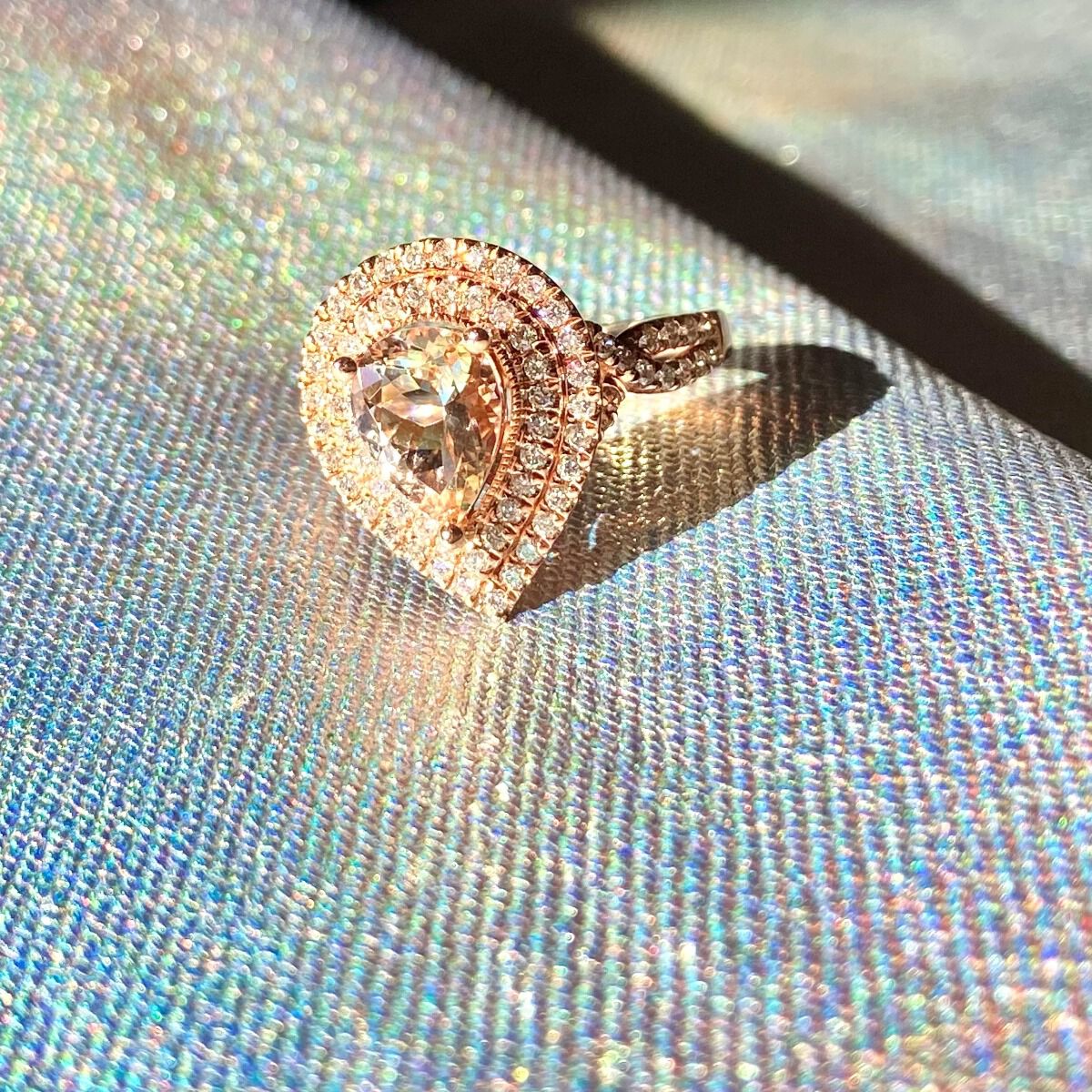 Rose gold sale double halo ring